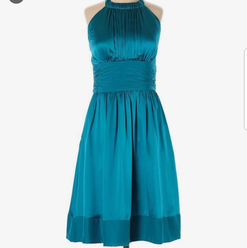 NWT Cache Teal Satin Prom Formal Cocktail Dress